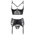 Abierta Fina - Fonkelende kanten lingerie set (zwart) - 80B/M