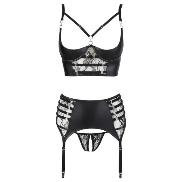 Abierta Fina - lingerie set - kant met bandjes - zwart - 80C/M