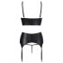 Abierta Fina - Fonkelende kanten lingerie set (zwart) - 85C/L