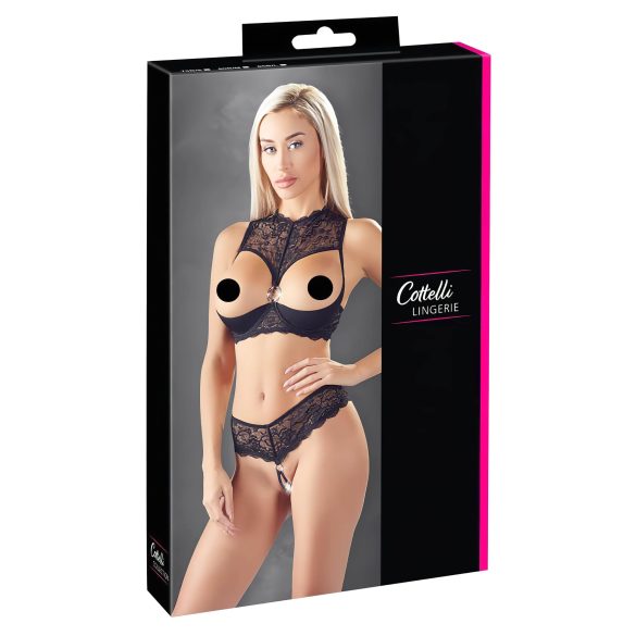 Cottelli - open cup bh set (zwart)