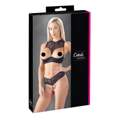 Cottelli - open bh set - transparant - zwart - 80B/M