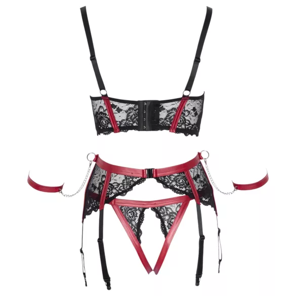 Cottelli Bondage - Mat, kanten borsthefferset (rood) - M