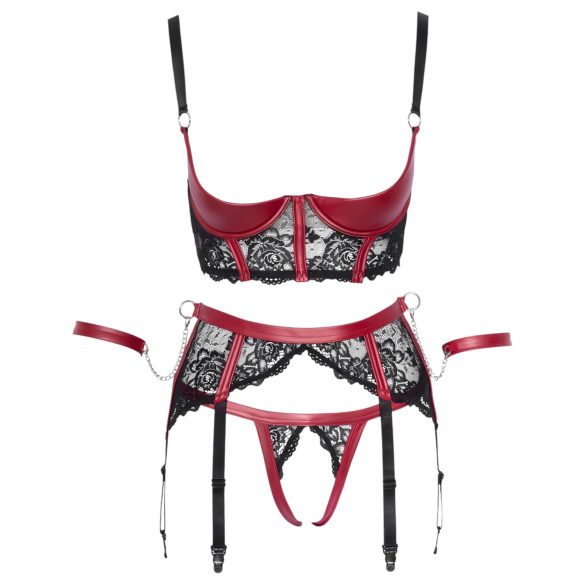 Cottelli Bondage - Mat, kanten push-up set (rood) - XL