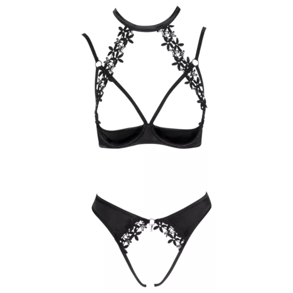 Cottelli - bh set met kant en halternek - zwart - 85B/L