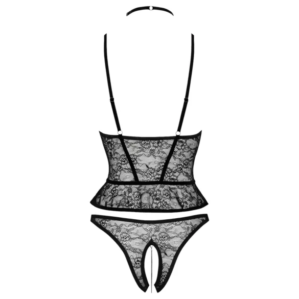 Abierta Fina - open string en korset (zwart) - L