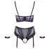 Cottelli Bondage - bh-set en armboeien (zwart-paars) - XL