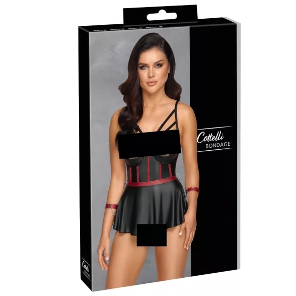 Cottelli Bondage - glanzende set met armboeien (zwart) - 80B/M