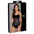 Cottelli Bondage - lingerie set met handboeien - glanzend zwart - 80B/M