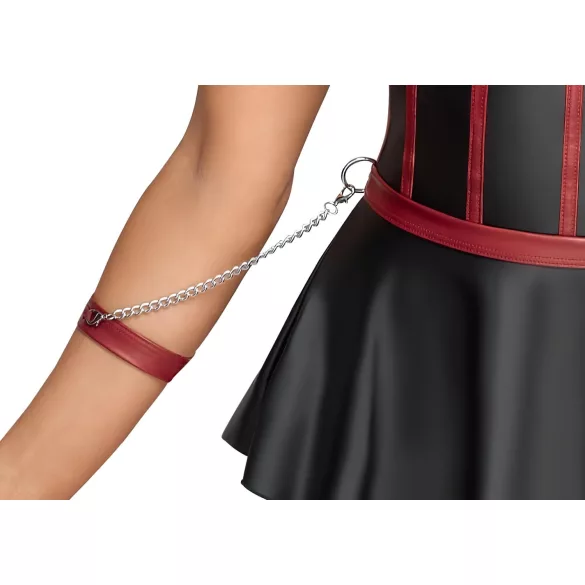 Cottelli Bondage - lingerie set met handboeien - glanzend zwart - 80B/M