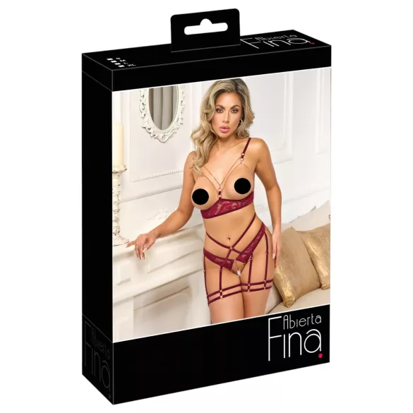Abierta Fina - open bh set - met ketting - rood - L