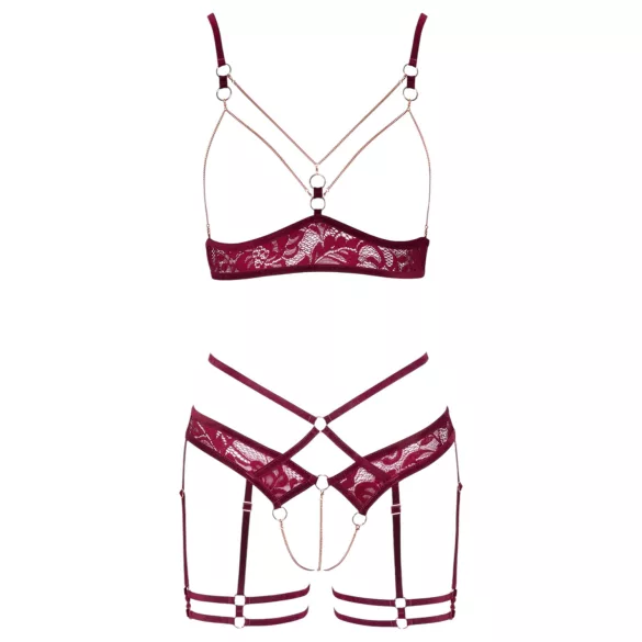 Abierta Fina - open bh set - met ketting - rood - L