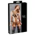 Cottelli Bondage - bodyharnas bikini - glanzend - zwart - M