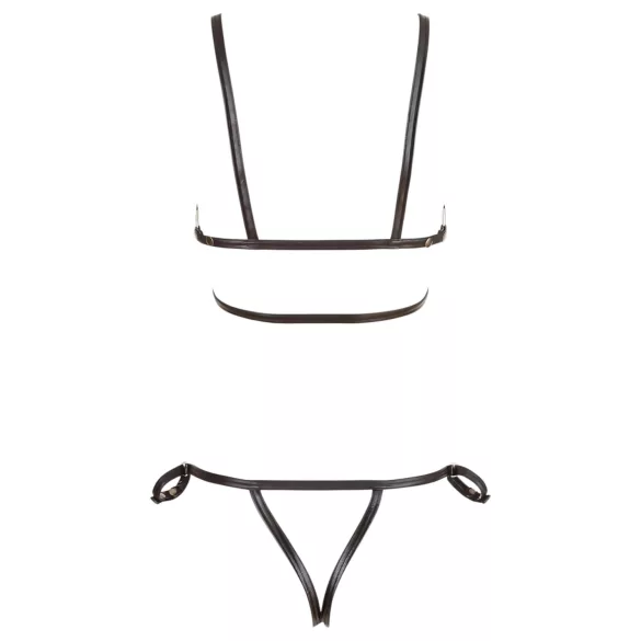 Cottelli Bondage - bodyharnas bikini - glanzend - zwart - XL