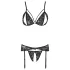 Cottelli - open lingerieset - kant - zwart - XL