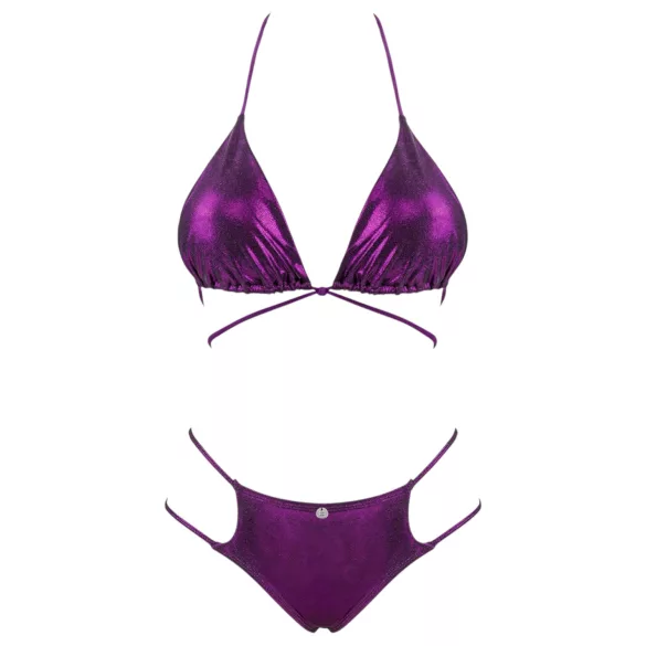 Obsessive Balitta - glanzende, halter-bikini (zwart)