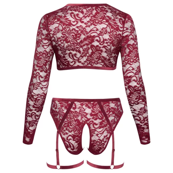 Cottelli Curves - lingerieset met lange mouwen - kant - rood