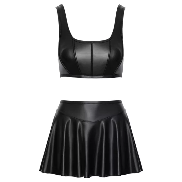 Cottelli - mat korset-top met veters en minirok set (zwart)
