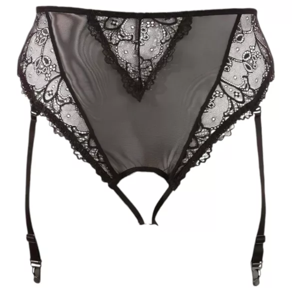 Cottelli Plus Size - kanten jarretel slipje (zwart)