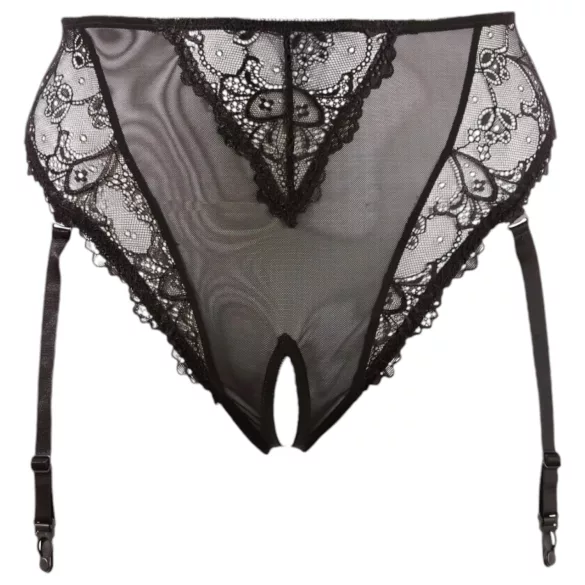 Cottelli Plus Size - kanten jarretel-slip (zwart)