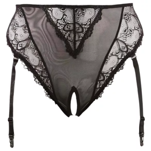Cottelli Plus Size - kanten jarretel slipje (zwart) - XXXXL