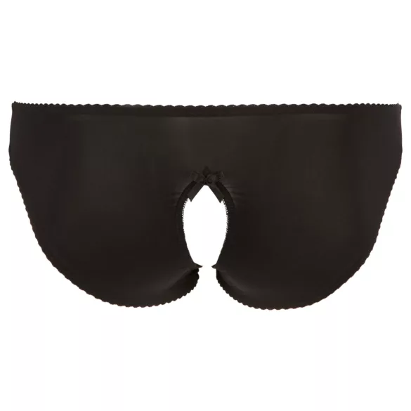 Cottelli Plus Size - kanten, open slipje (zwart) - XL