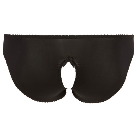 Cottelli Plus Size - kanten, open slipje (zwart) - 2XL