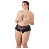 Cottelli Plus Size - open slip met kant en parels - zwart - XL