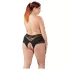 Cottelli Plus Size - open slip met kant en parels - zwart - XL