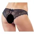 Cottelli - open damesstring met kant en strikje - zwart - L