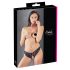 Cottelli - Opengewerkte kanten slip met strik (zwart) - XL