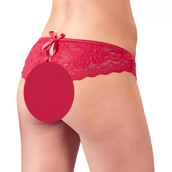 Cottelli - open dames string met strikje - rood