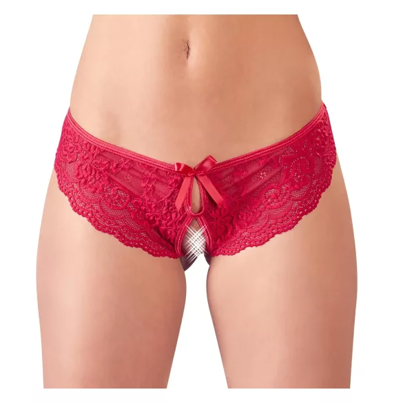 Cottelli - open dames string met strikje - rood - M