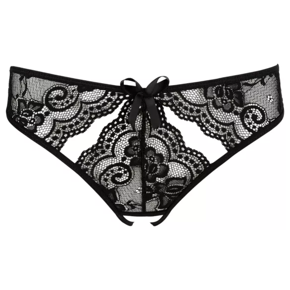 NO:XQSE - dames string met strikje en open kruis - zwart - XL
