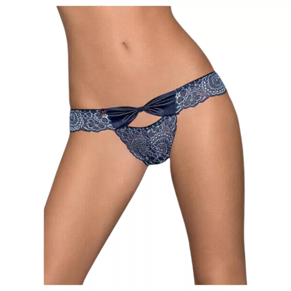 Obsessive Auroria - dames string - strikje geborduurd - blauw - L/XL
