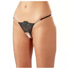 Cottelli - open string - glinsterende bloem - zwart - M/L