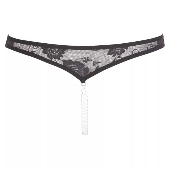 Cottelli - open string met kralen - kanten slip - zwart