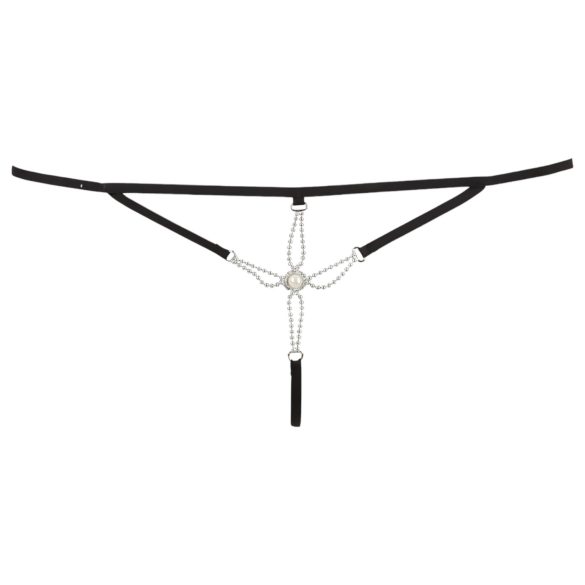 Cottelli - dames string open kruis - strass steentjes - zwart - M/L