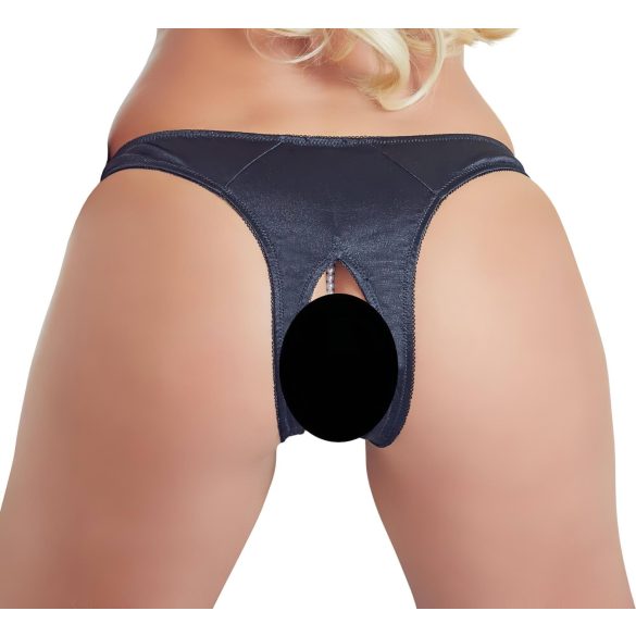 Cottelli - open slip met bloemen en parels - zwart - M