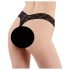Cottelli - dubbele parel kanten string (zwart) - XL
