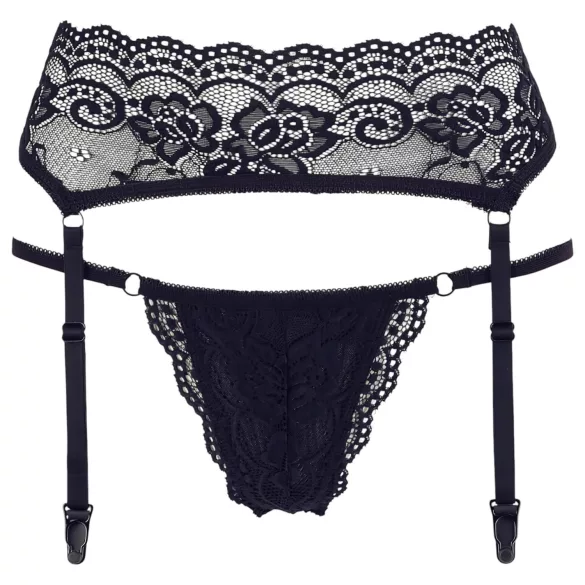 Cottelli - jarretelgordel met string - kant - zwart - L
