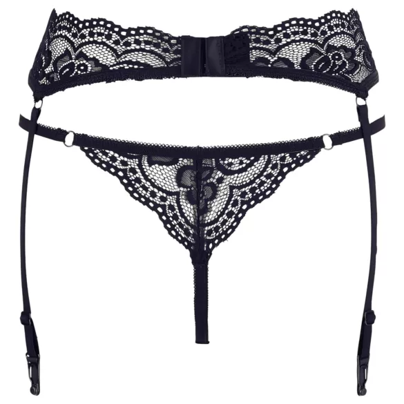 Cottelli - jarretelgordel met string - kant - zwart - L