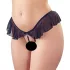 Cottelli - open string met parels en ruches - zwart
