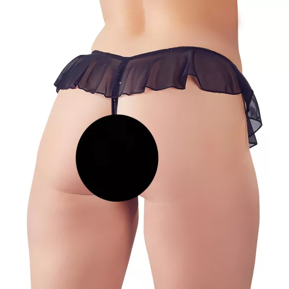 Cottelli - open string met parels en ruches - zwart
