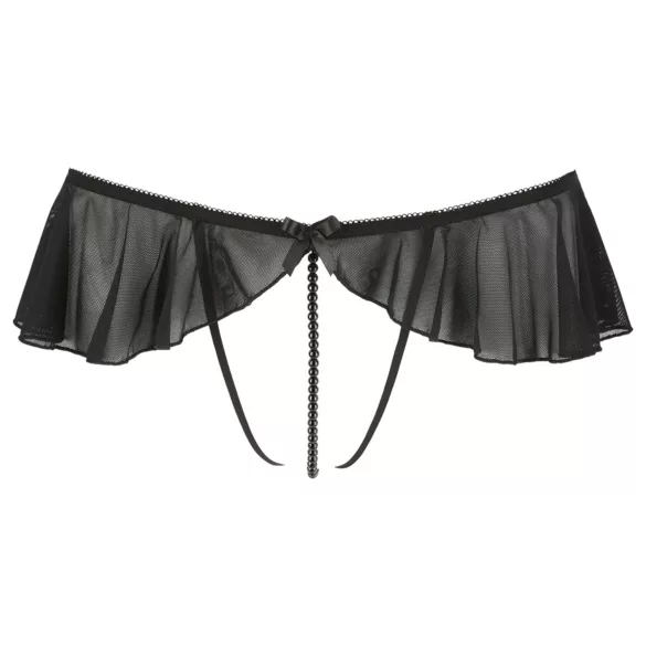 Cottelli - open string met parels en ruches - zwart