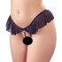 Cottelli - open string met parels en ruches (zwart) - M