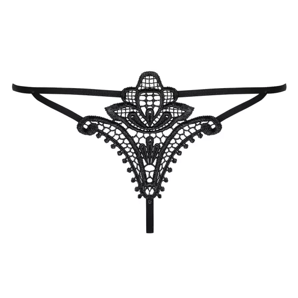 Obsessive Luiza - string - gebloemd kant - zwart - L/XL