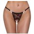 Cottelli - Luxe string met parels en rozen (zwart)