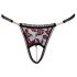 Cottelli - Luxe string met parels en rozen (zwart)