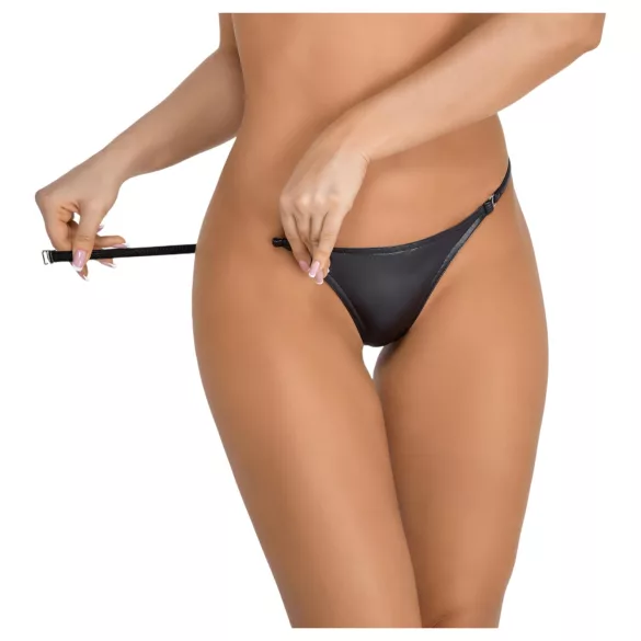Noir - string slip - glanzend effect - zwart