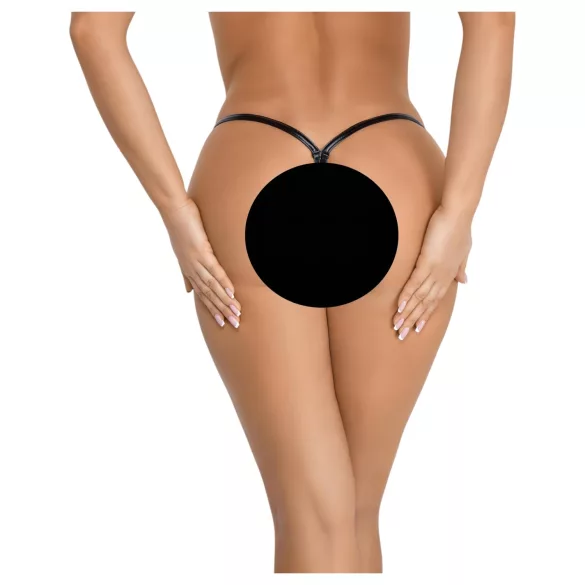 Noir - string slip - glanzend effect - zwart